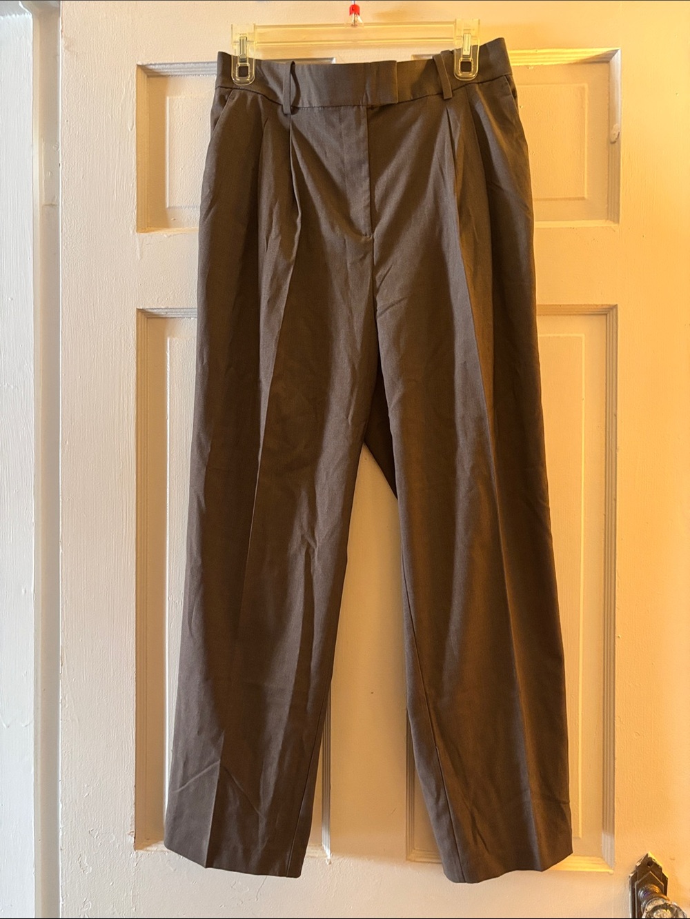 H&M Dark Brown High-Waist Straight Trousers